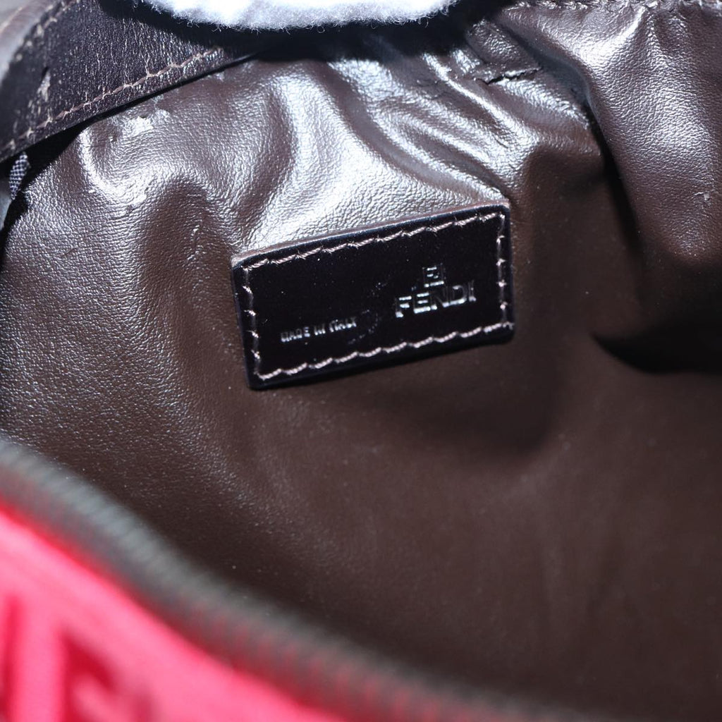 FENDI Zucchino Canvas Hand Bag Red Silver88077