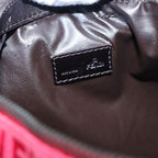 FENDI Zucchino Canvas Hand Bag Red Silver88077