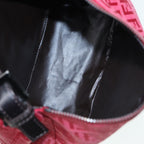 FENDI Zucchino Canvas Hand Bag Red Silver88077