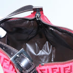 FENDI Zucchino Canvas Hand Bag Red Silver88077