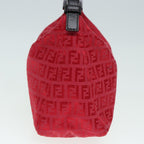 FENDI Zucchino Canvas Hand Bag Red Silver88077