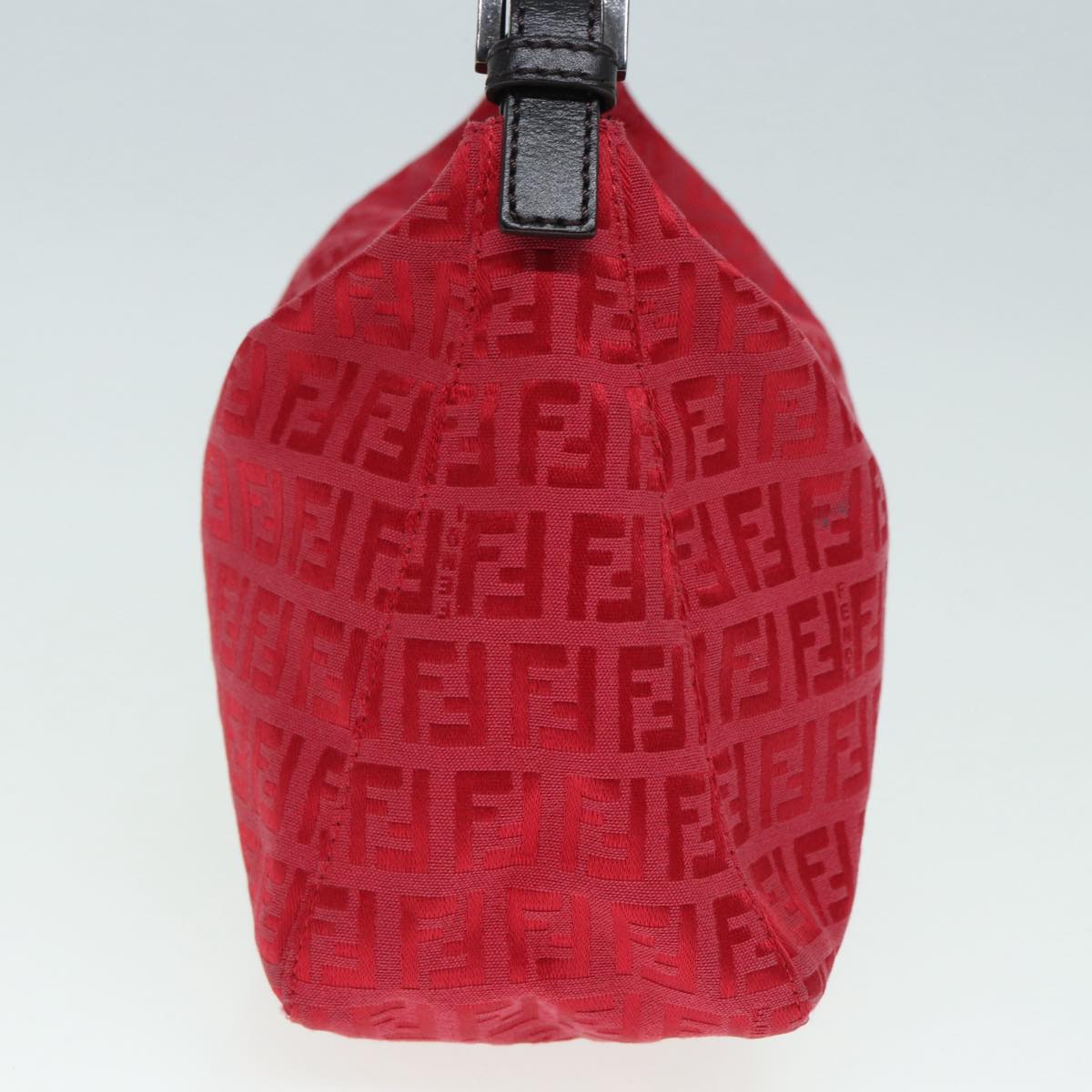 FENDI Zucchino Canvas Hand Bag Red Silver88077