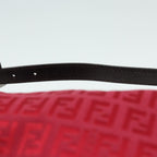 FENDI Zucchino Canvas Hand Bag Red Silver88077