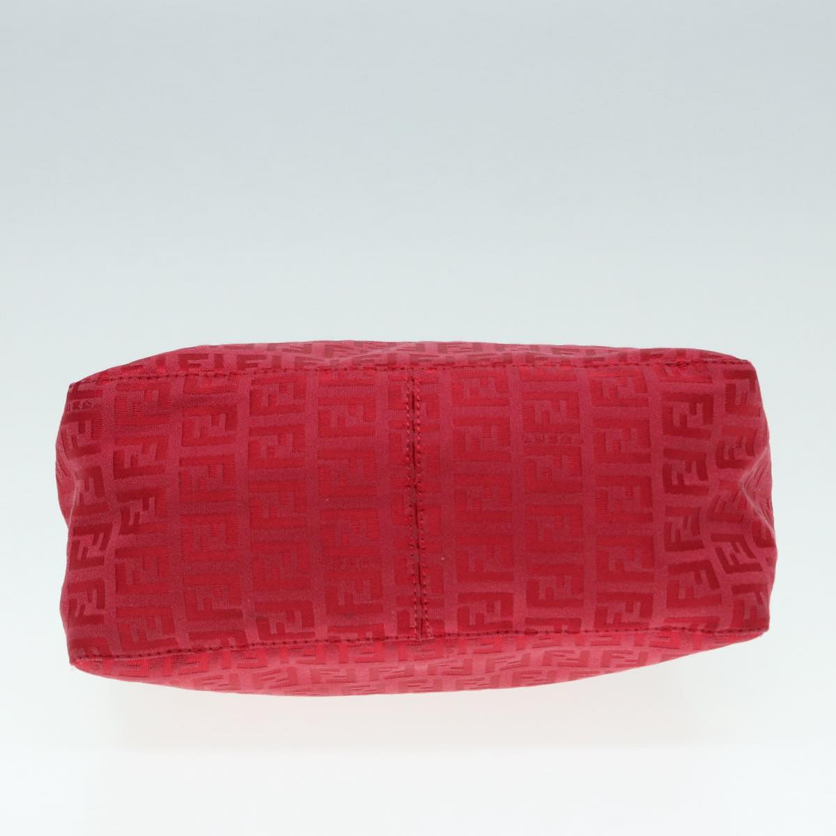 FENDI Zucchino Canvas Hand Bag Red Silver88077