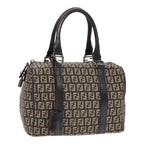 FENDI Zucchino Canvas Hand Bag Brown Silver88078
