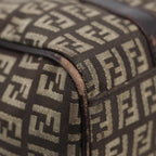 FENDI Zucchino Canvas Hand Bag Brown Silver88078