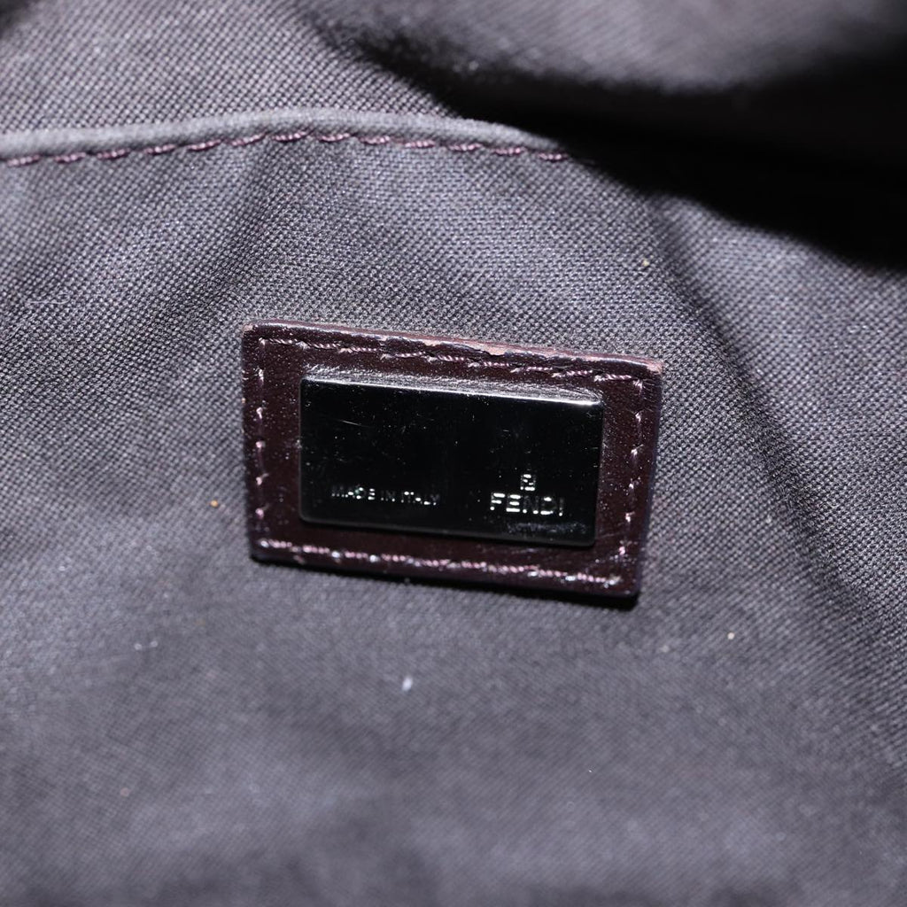 FENDI Zucchino Canvas Hand Bag Brown Silver88078