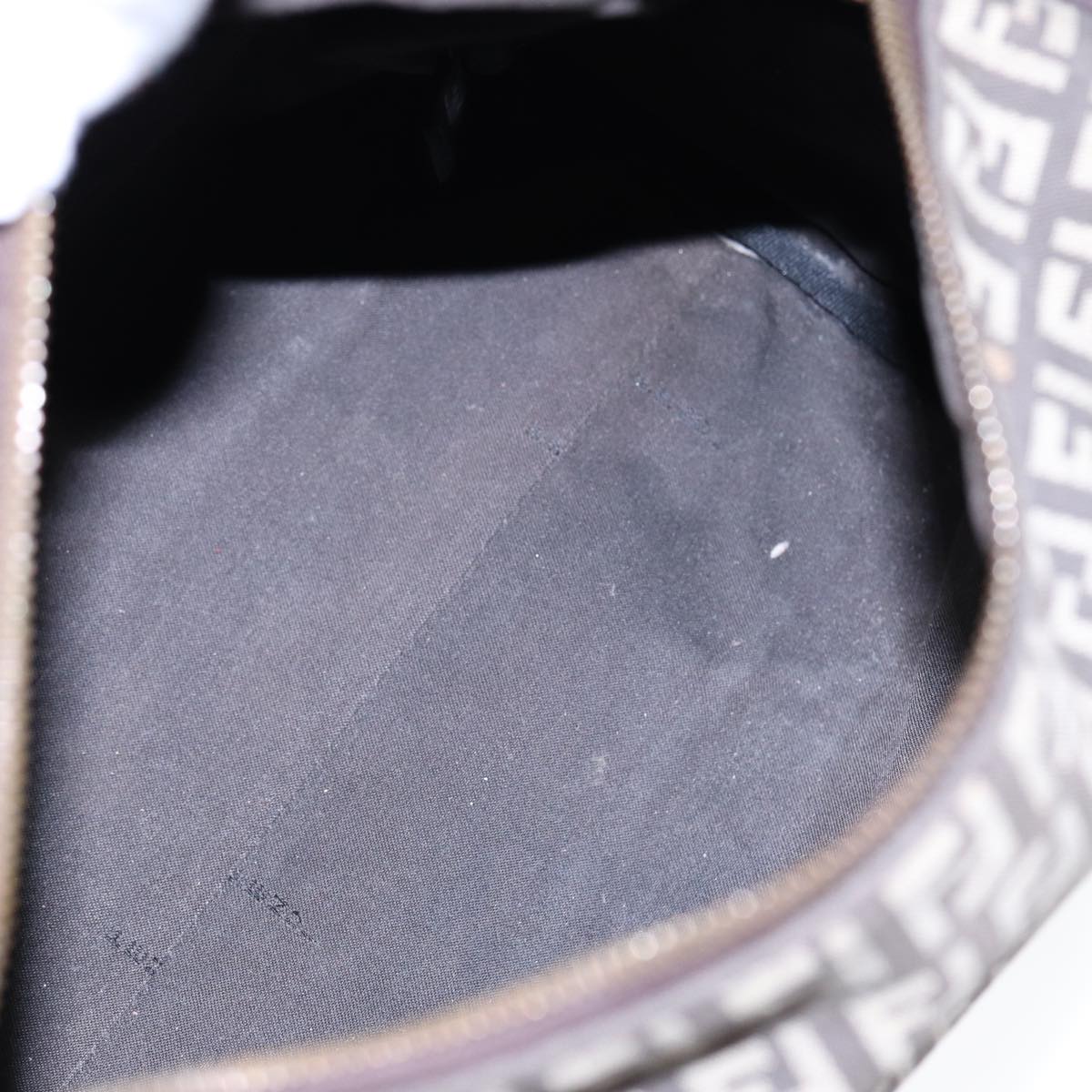 FENDI Zucchino Canvas Hand Bag Brown Silver88078