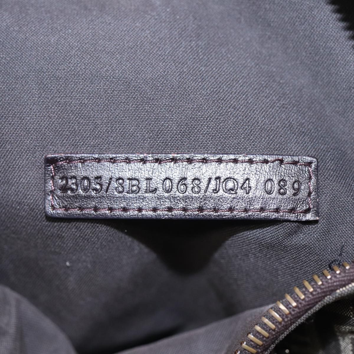 FENDI Zucchino Canvas Hand Bag Brown Silver88078