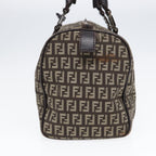 FENDI Zucchino Canvas Hand Bag Brown Silver88078