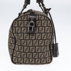 FENDI Zucchino Canvas Hand Bag Brown Silver88078