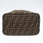 FENDI Zucca Canvas Hand Bag Brown Black gold88079