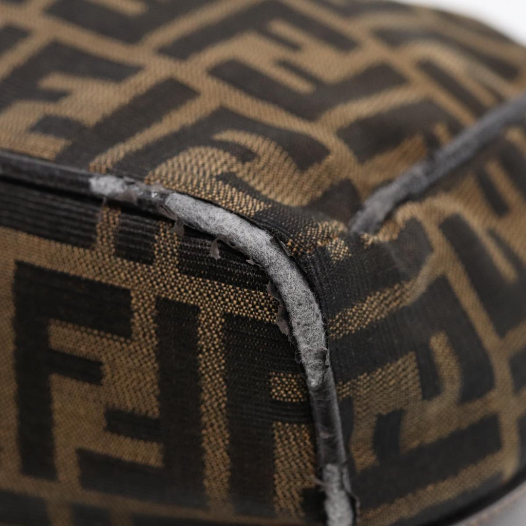 FENDI Zucca Canvas Hand Bag Brown Black gold88079