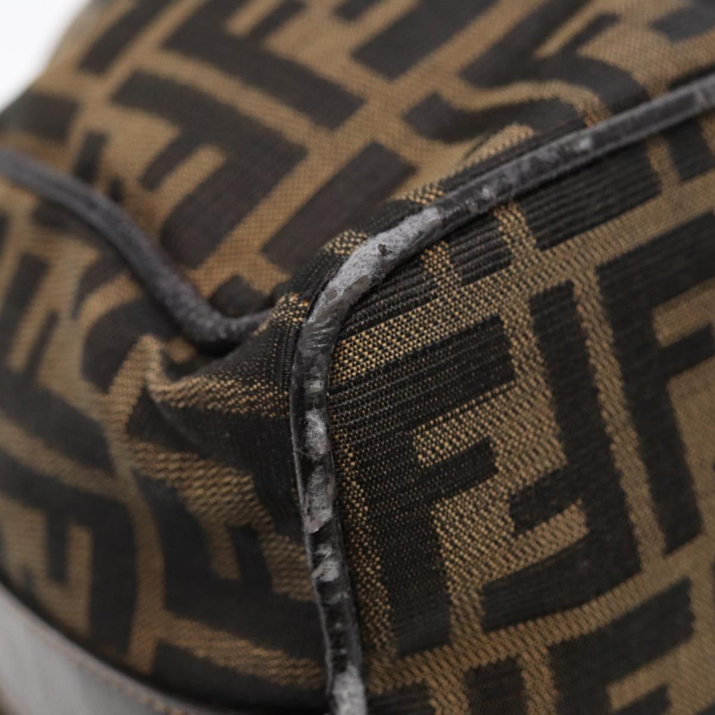 FENDI Zucca Canvas Hand Bag Brown Black gold88079