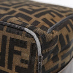 FENDI Zucca Canvas Hand Bag Brown Black gold88079