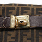 FENDI Zucca Canvas Hand Bag Brown Black gold88079