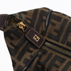 FENDI Zucca Canvas Hand Bag Brown Black gold88079