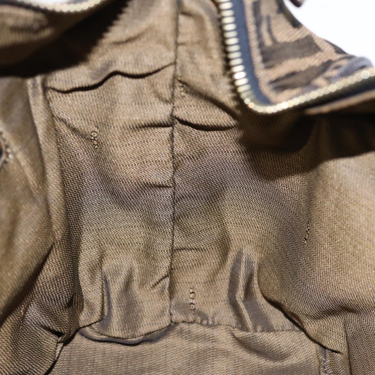 FENDI Zucca Canvas Hand Bag Brown Black gold88079