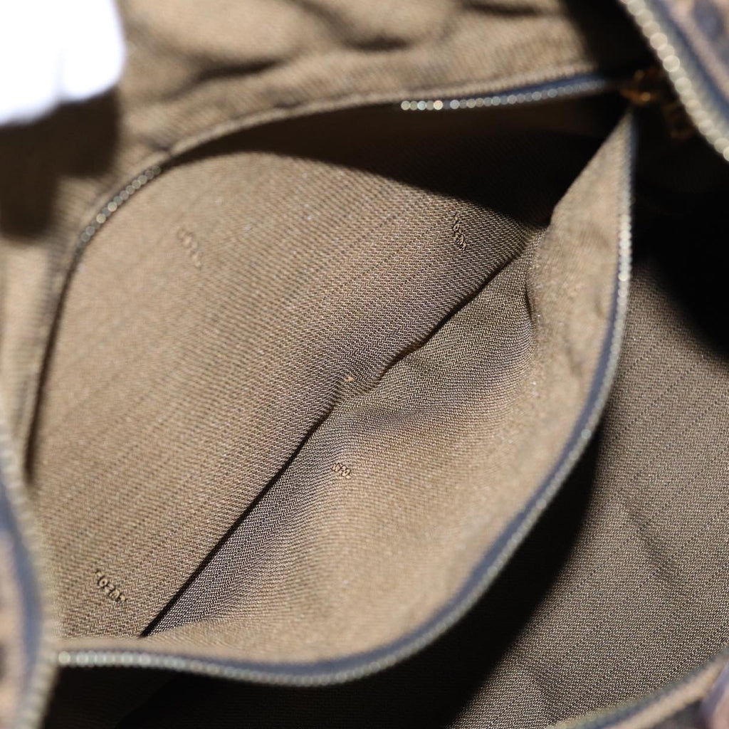 FENDI Zucca Canvas Hand Bag Brown Black gold88079