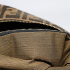 FENDI Zucca Canvas Hand Bag Brown Black gold88079