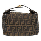FENDI Zucca Canvas Hand Bag Brown Black gold88079