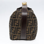 FENDI Zucca Canvas Hand Bag Brown Black gold88079