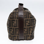 FENDI Zucca Canvas Hand Bag Brown Black gold88079