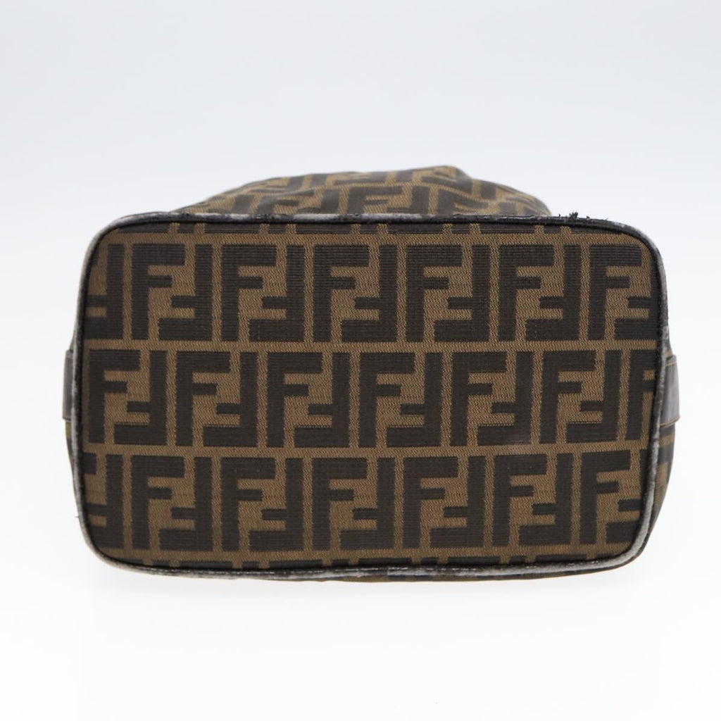 FENDI Zucca Canvas Hand Bag Brown Black gold88080