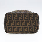 FENDI Zucca Canvas Hand Bag Brown Black gold88080
