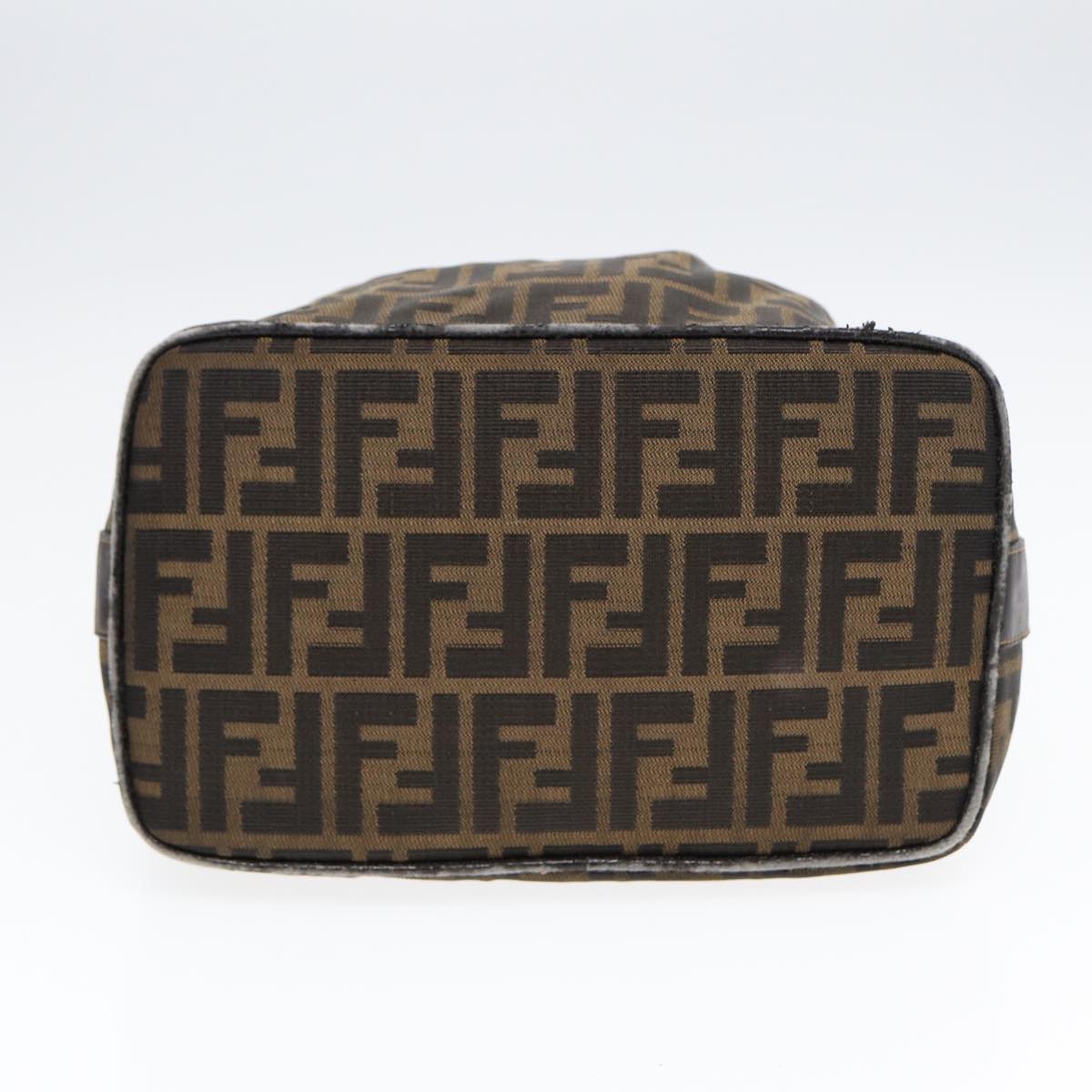 FENDI Zucca Canvas Hand Bag Brown Black gold88080