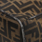FENDI Zucca Canvas Hand Bag Brown Black gold88080