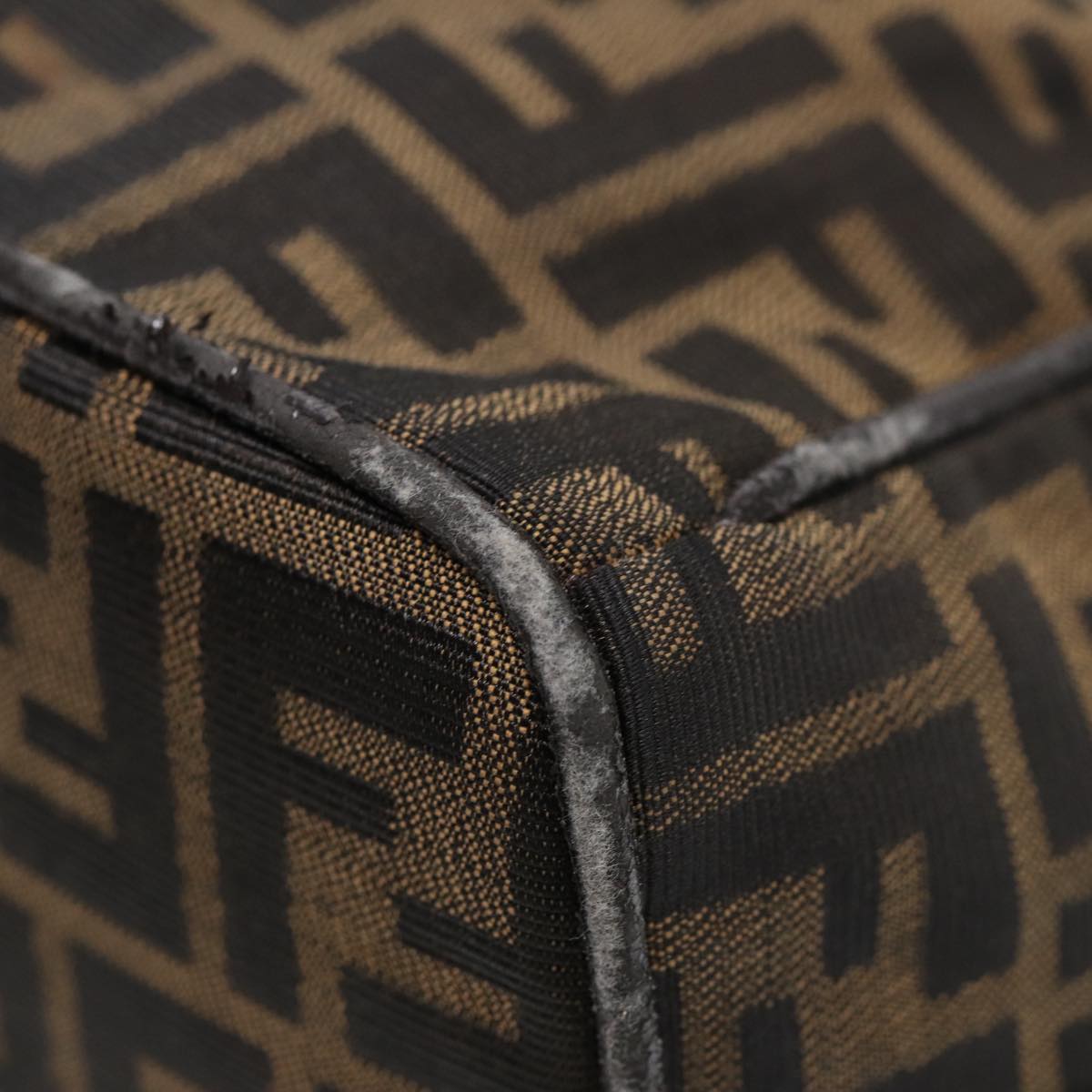 FENDI Zucca Canvas Hand Bag Brown Black gold88080