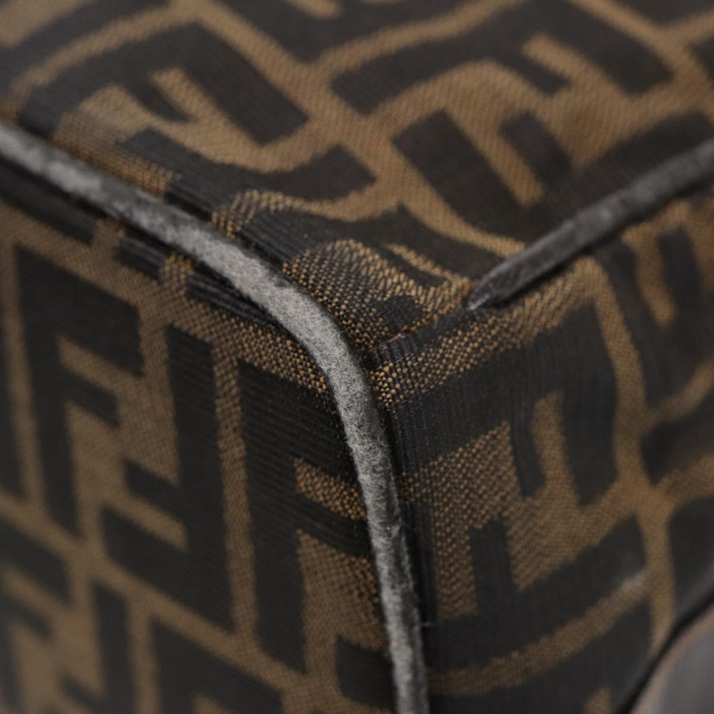 FENDI Zucca Canvas Hand Bag Brown Black gold88080