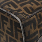 FENDI Zucca Canvas Hand Bag Brown Black gold88080