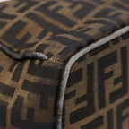 FENDI Zucca Canvas Hand Bag Brown Black gold88080