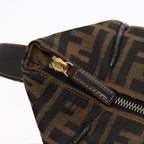 FENDI Zucca Canvas Hand Bag Brown Black gold88080