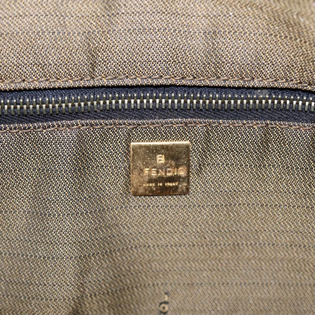 FENDI Zucca Canvas Hand Bag Brown Black gold88080