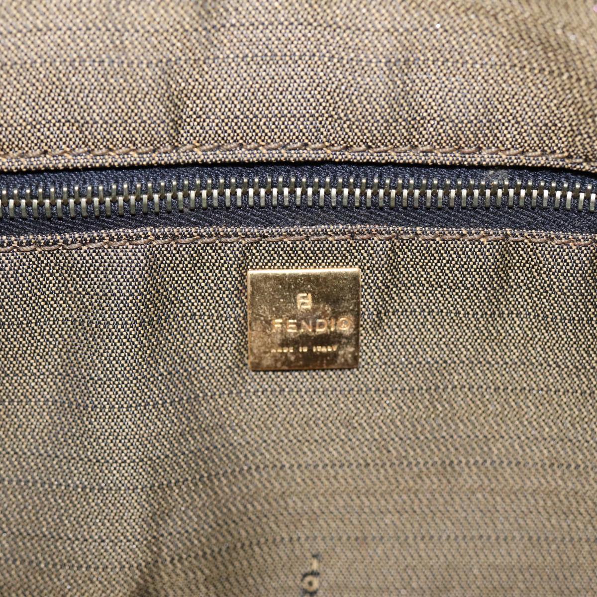 FENDI Zucca Canvas Hand Bag Brown Black gold88080