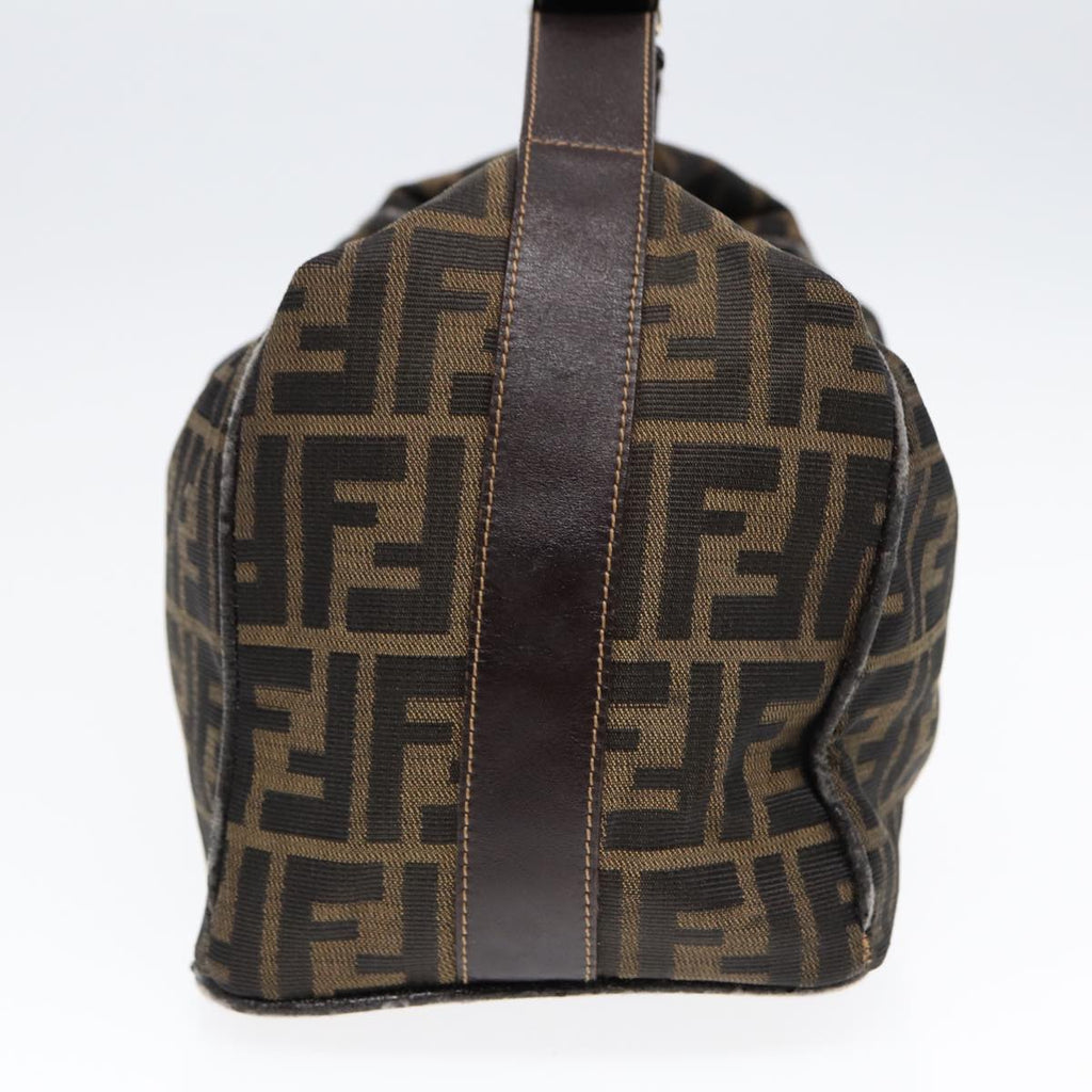 FENDI Zucca Canvas Hand Bag Brown Black gold88080