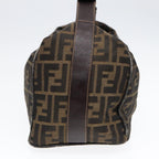 FENDI Zucca Canvas Hand Bag Brown Black gold88080