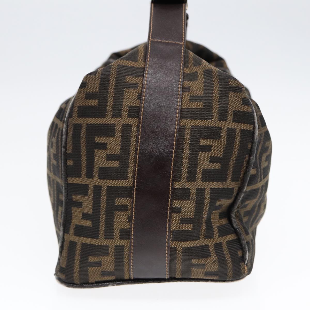 FENDI Zucca Canvas Hand Bag Brown Black gold88080
