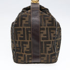 FENDI Zucca Canvas Hand Bag Brown Black gold88080