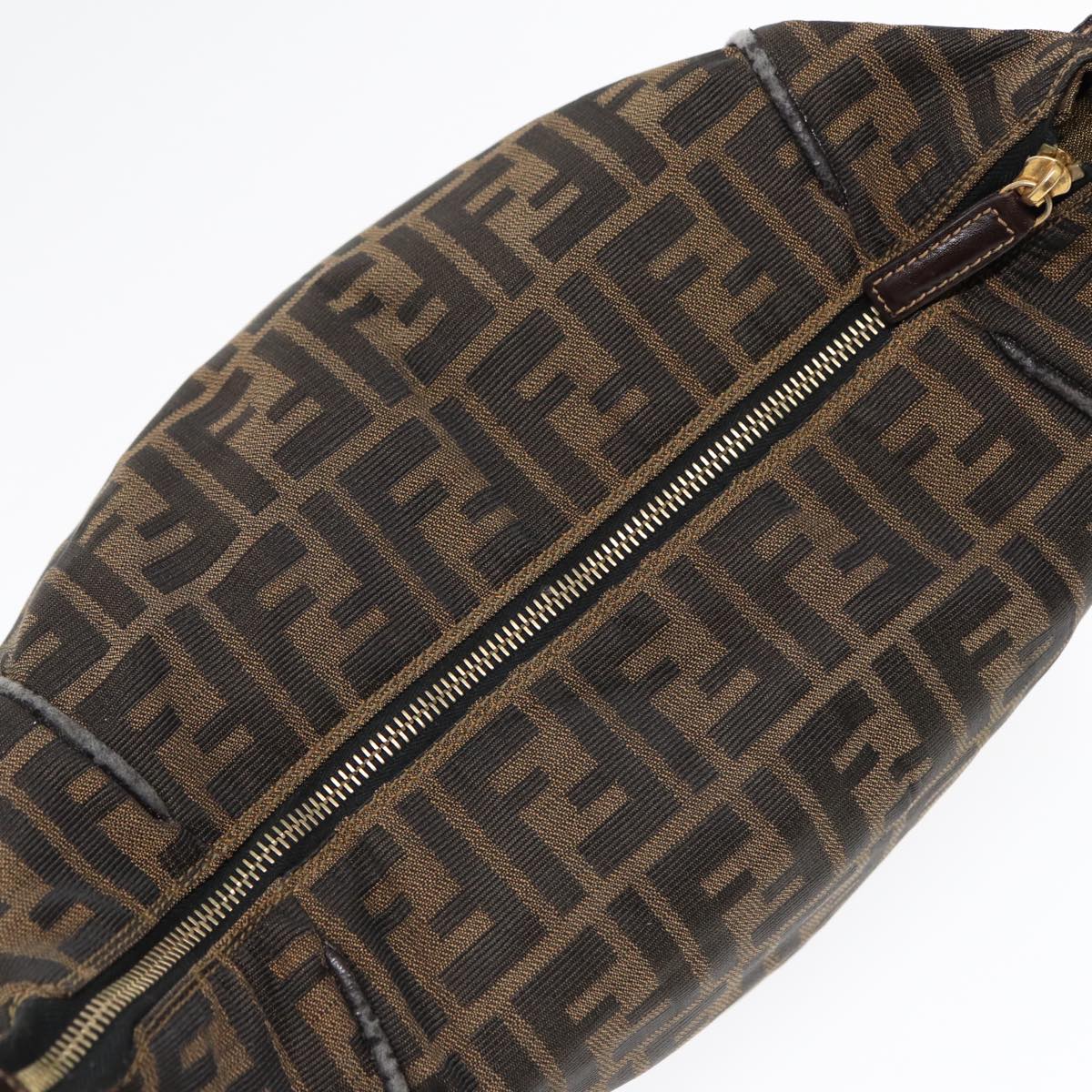 FENDI Zucca Canvas Hand Bag Brown Black gold88080