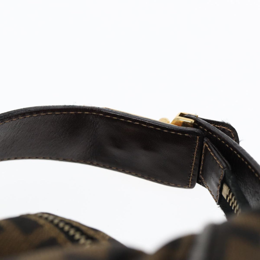 FENDI Zucca Canvas Hand Bag Brown Black gold88080