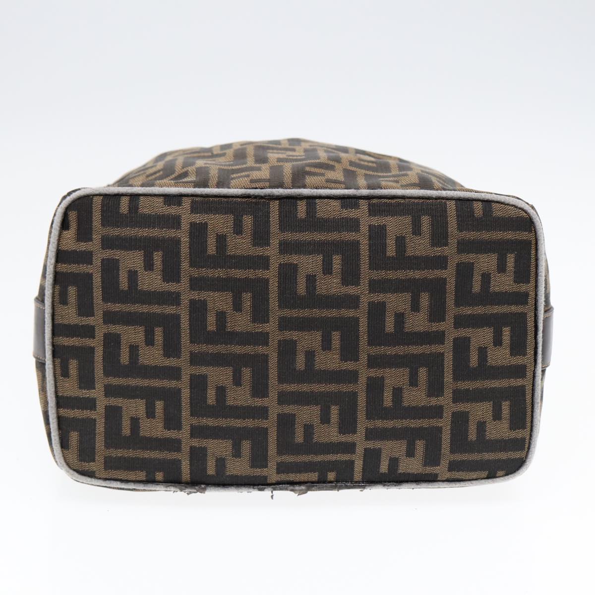FENDI Zucca Canvas Hand Bag Brown Black gold88081