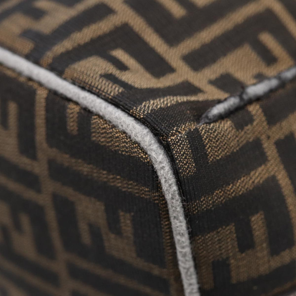FENDI Zucca Canvas Hand Bag Brown Black gold88081