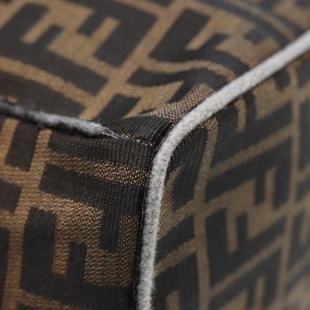 FENDI Zucca Canvas Hand Bag Brown Black gold88081