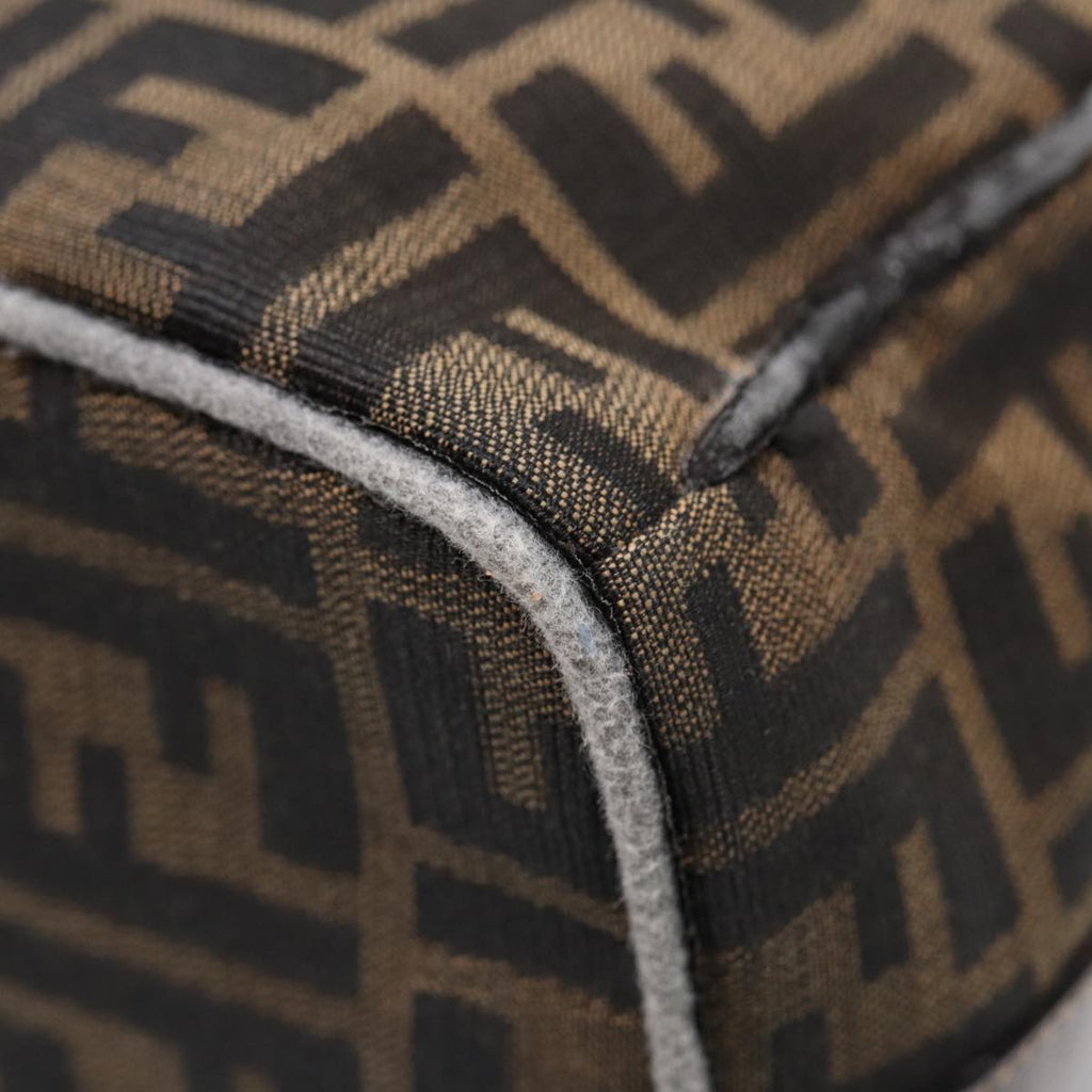 FENDI Zucca Canvas Hand Bag Brown Black gold88081