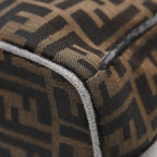 FENDI Zucca Canvas Hand Bag Brown Black gold88081