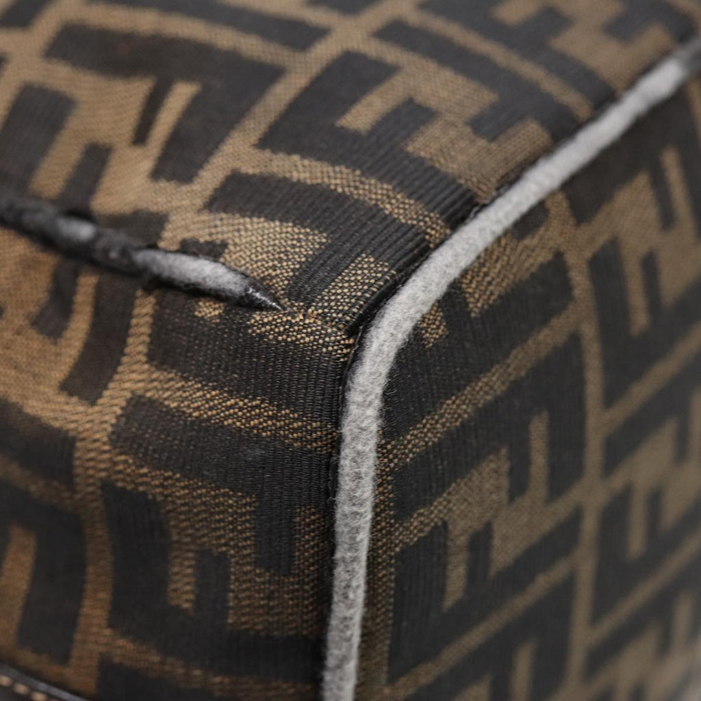 FENDI Zucca Canvas Hand Bag Brown Black gold88081